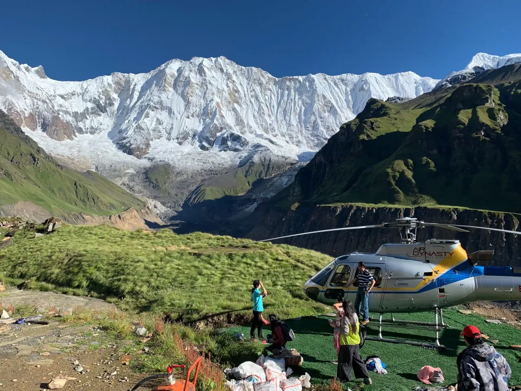 View of Annapurna Base Camp Helicopter tour during Autumn, organized by north nepal trek
